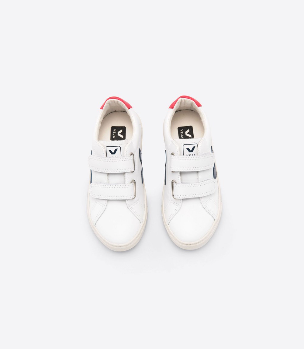 Veja Trainers Kids White - Esplar Velcro Leather - XNFW-61074